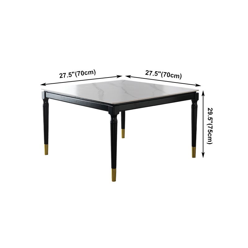 Solid Wood Mid-Century Modern Table White Sintered Stone Table with 4 Legs