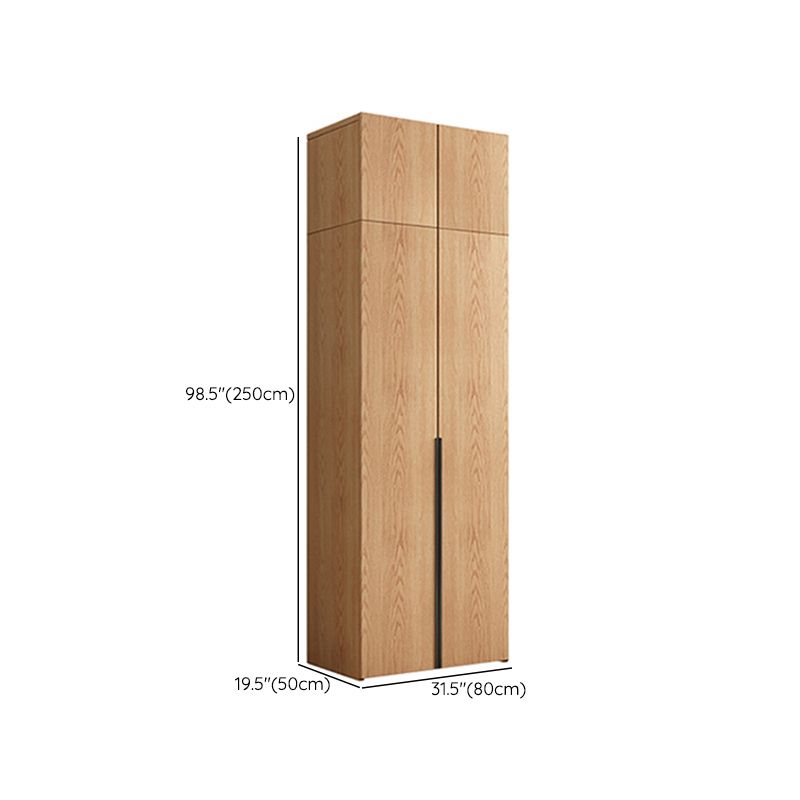Contemporary Freestanding Natural Wardrobe Oak Solid Wood Wardrobe with Shelves