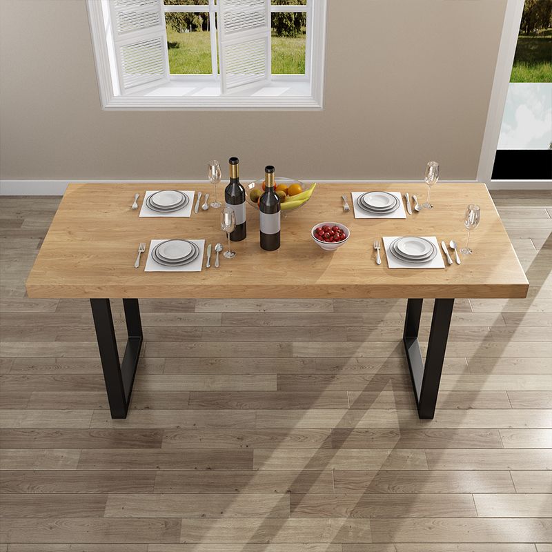 Industrial Natural Dining Site Table Rectangle Metal Sled Dining Table