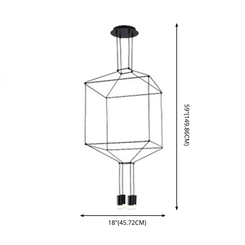 Black Metal 1 Light Pendant Light Nordic Modern Geometric Wire Cage Hanging Lamp for Restaurant