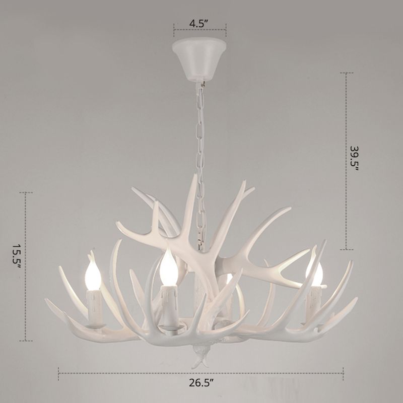 Suspension de bougie en résine Light Country Style Restaurant Chandelier avec Antler Deco