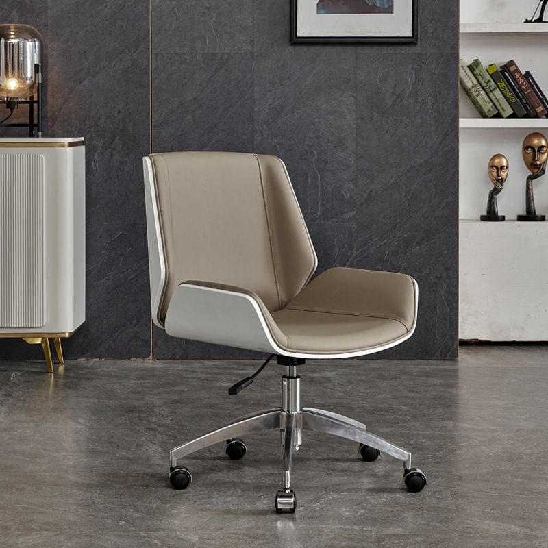 Low Back Office Chair Armless Leather Desk Chair with Wheels