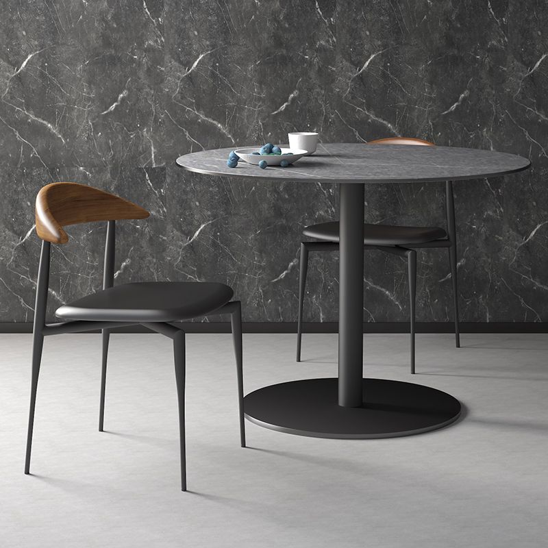 Modern Open Back Dining Chairs Faux Leather Cushion Armless Dining Side Chair