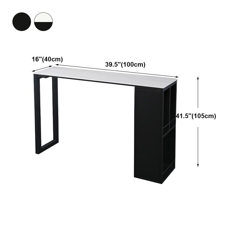 Mesa de altura de la altura de la barra de cocina Mesa de pub rectangular moderno con almacenamiento de vino