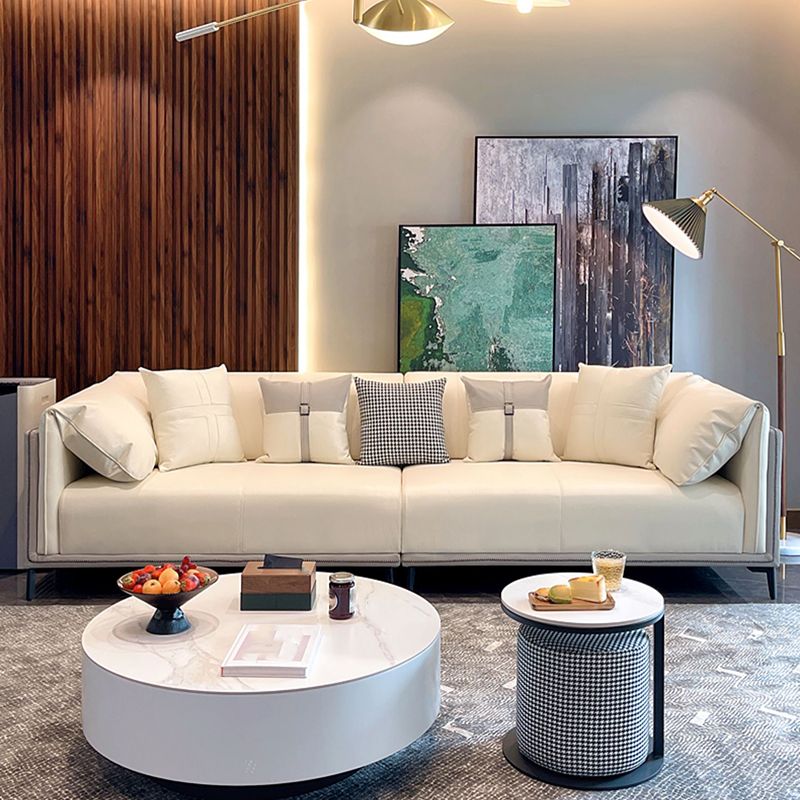 Modern Faux Leather Pillow Top Arm Sofa/Sectional Pillowed Back Cushions for Apartment