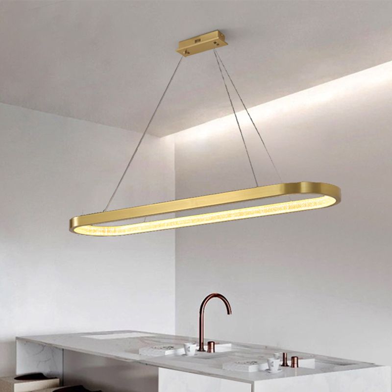 Modern Style Oval Island Lighting Fixture Metal 1- Light Island Pendant Light