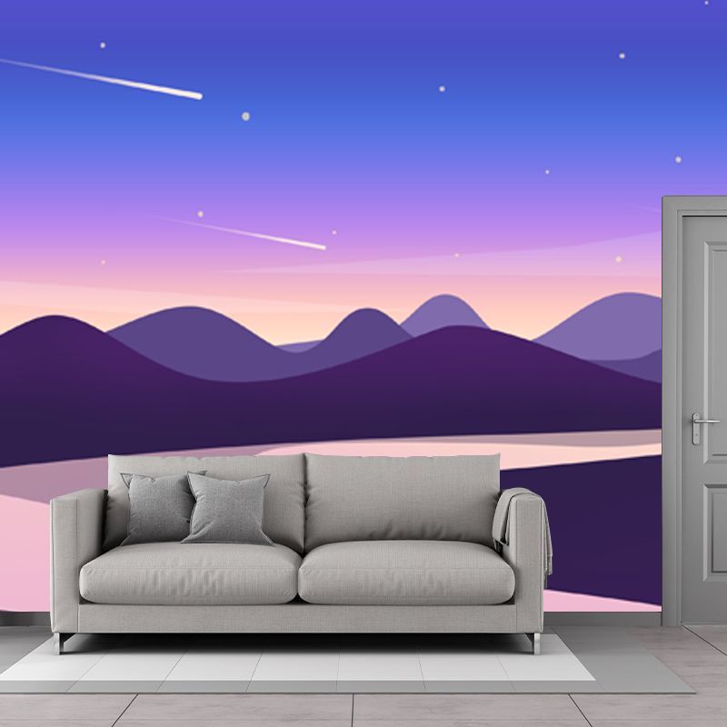 Curved River at Night Mural Decal Modern Water Resistant Bedroom Wall Art, Custom Print