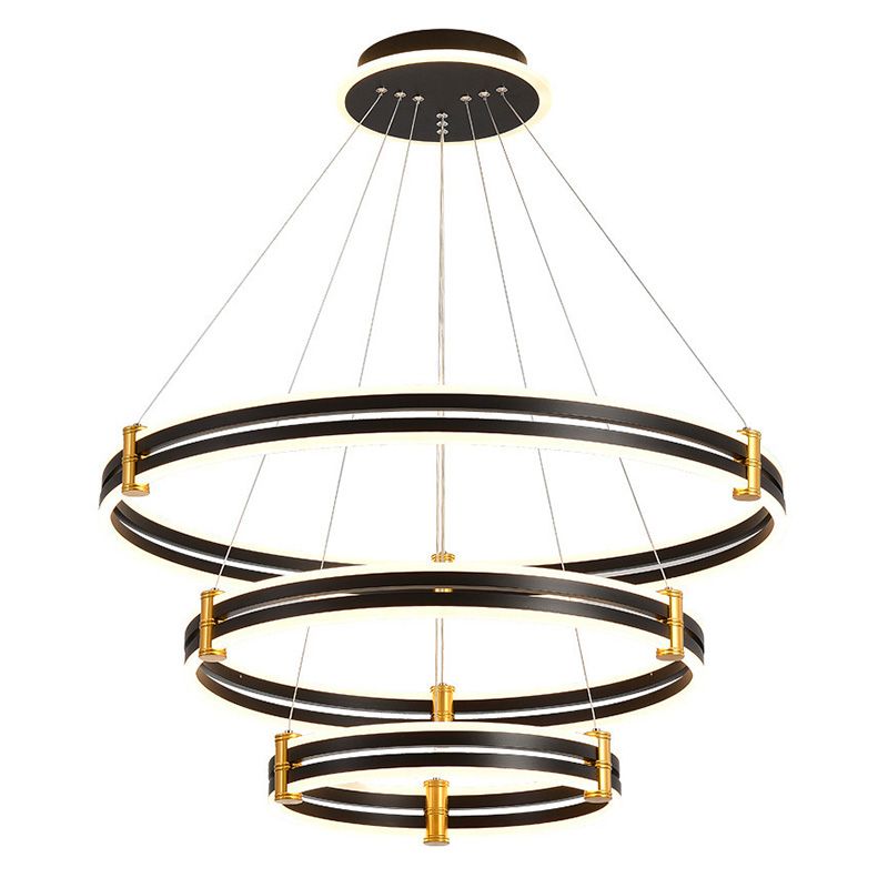 Postmodern Simplicity Round Ceiling Chandelier Acrylic Hanging Light with Hanging Cord for Living Room