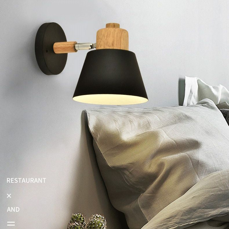 Semplicità nordica semplicità conica illuminazione con applique a parete metallizzata lampada montata per camera da letto per camera da letto