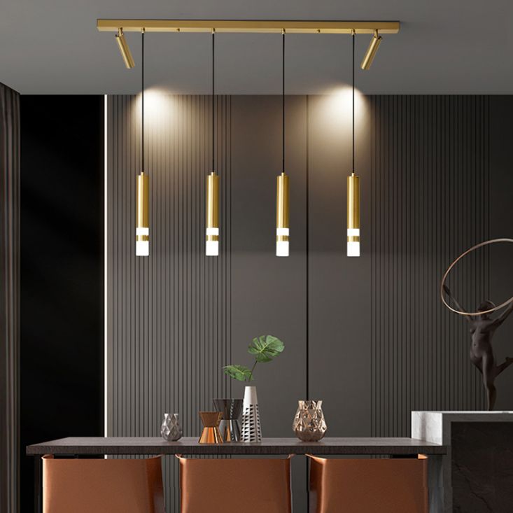 Cilindros de oro Luz de la isla Luz de estilo contemporáneo LED Metal Island Fixture