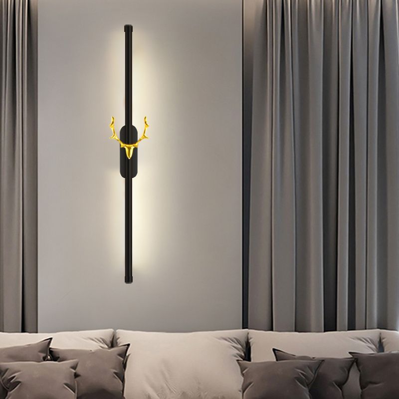 Minimalist Aluminum Wall Light Black Straight LED Wall Sconce for Living Room