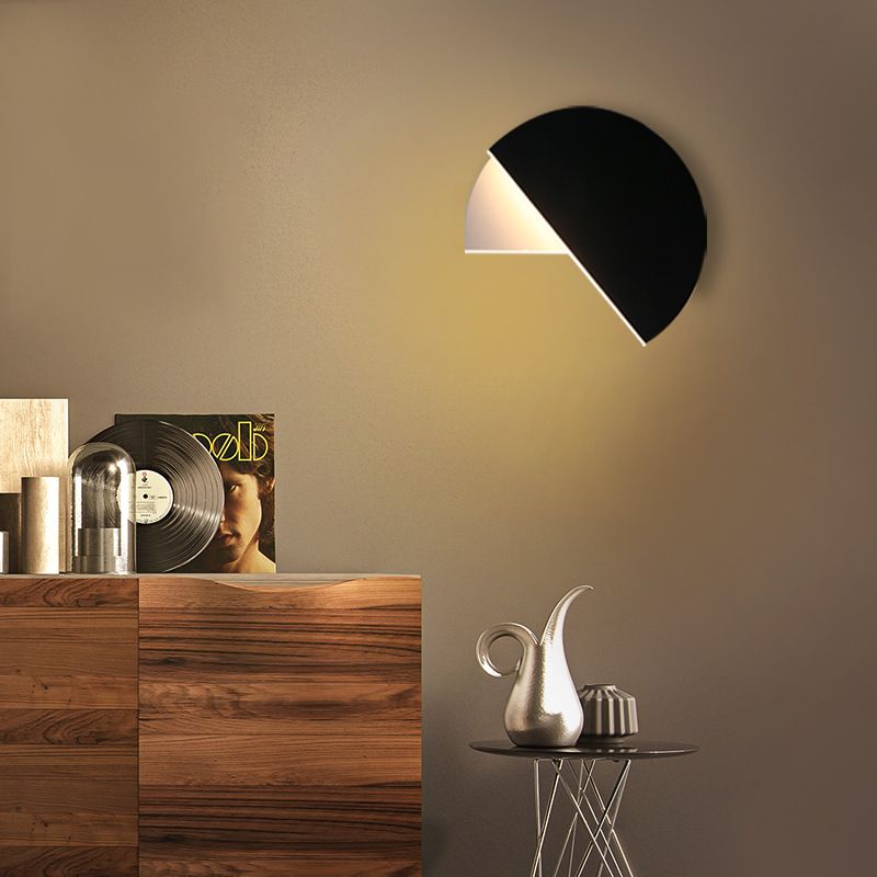 Iluminación de pared de sombra redonda de metal lámpara de pared de luz simple moderna