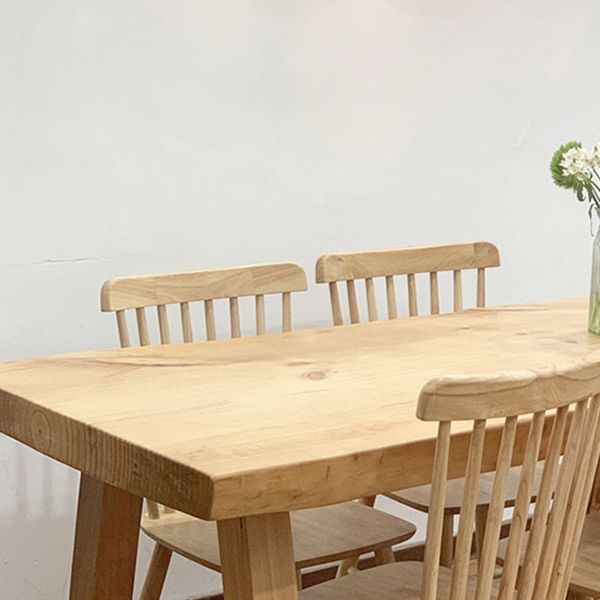 Rectangle Wooden Dining Table for Restaurant Modern Pine Table in Nature with 4 Legs