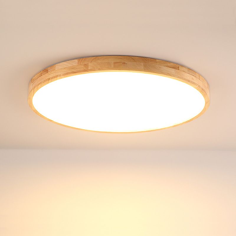 Accesorio de iluminación de techo de montaje empotrado LED nórdico con forma de disco de madera para vestíbulo