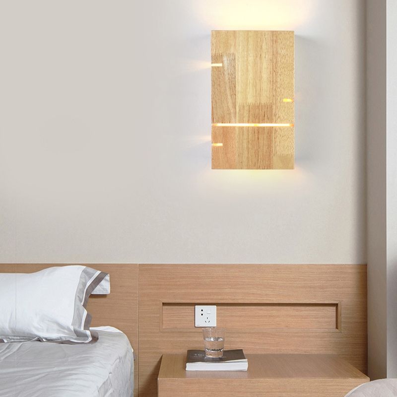 Modernism Beige Finish Single Wall Mounted Sconce LED Wall Light with Wood