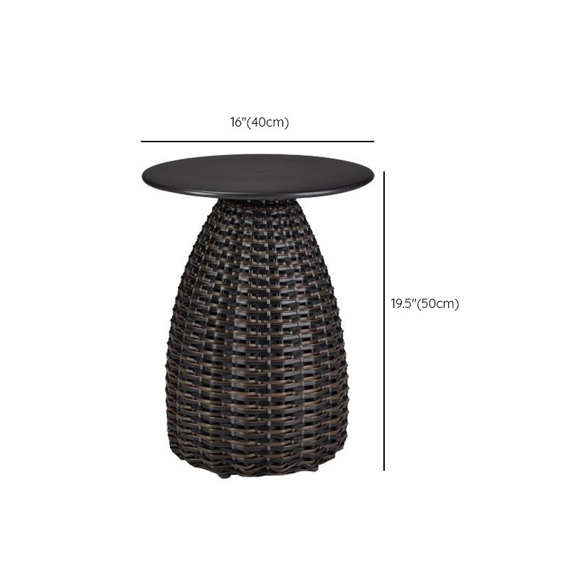 Modern Rattan Side Table Outdoor Patio Table with Aluminum Frame