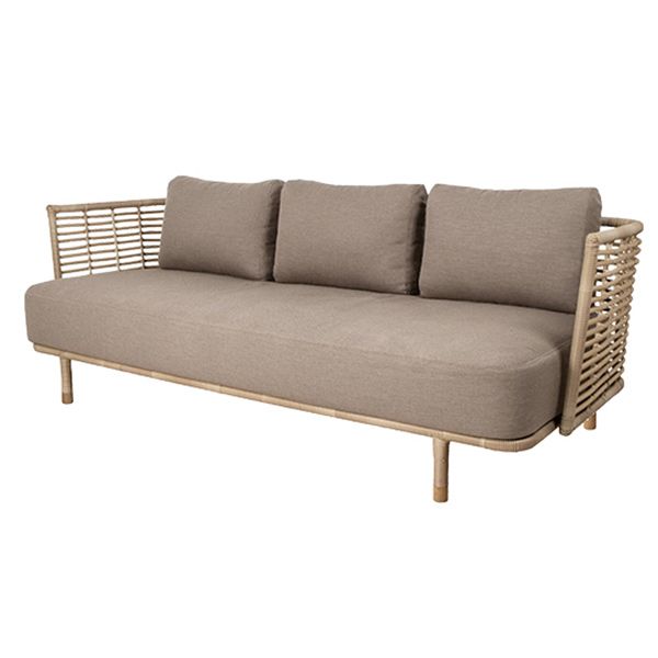 Tropical Rattan Outdoor Patio Sofa Water Resistant Patio Sofa with Cushions