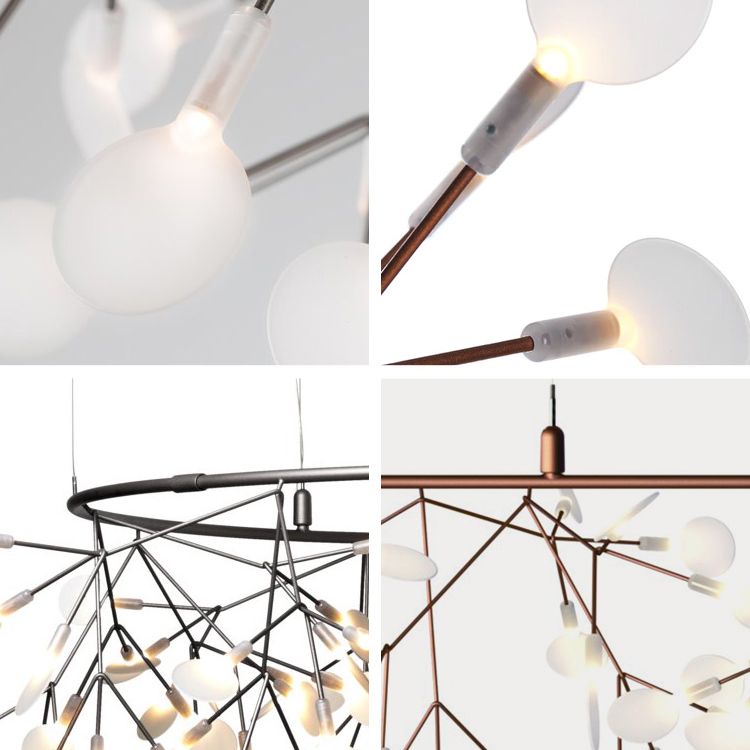 Metal White Chandelier Nordic Style Fireflies Chandelier Lamp for Living Room