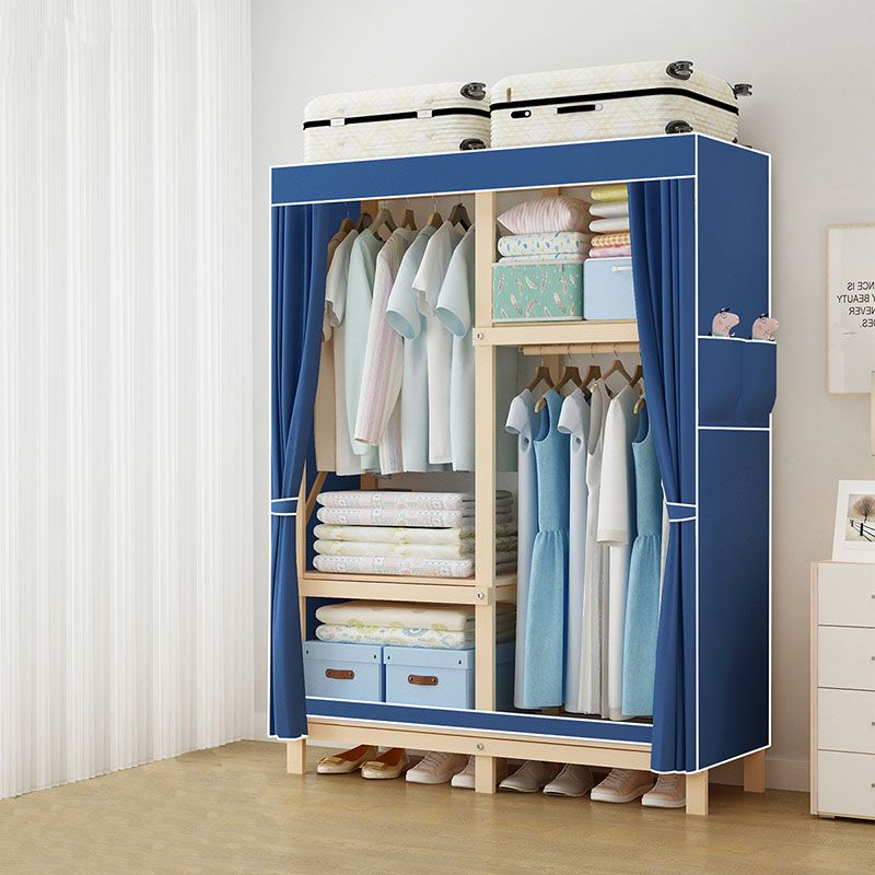 Contemporary Wardrobe Armoire Wood Frame Armoire with Garment Rod for Home