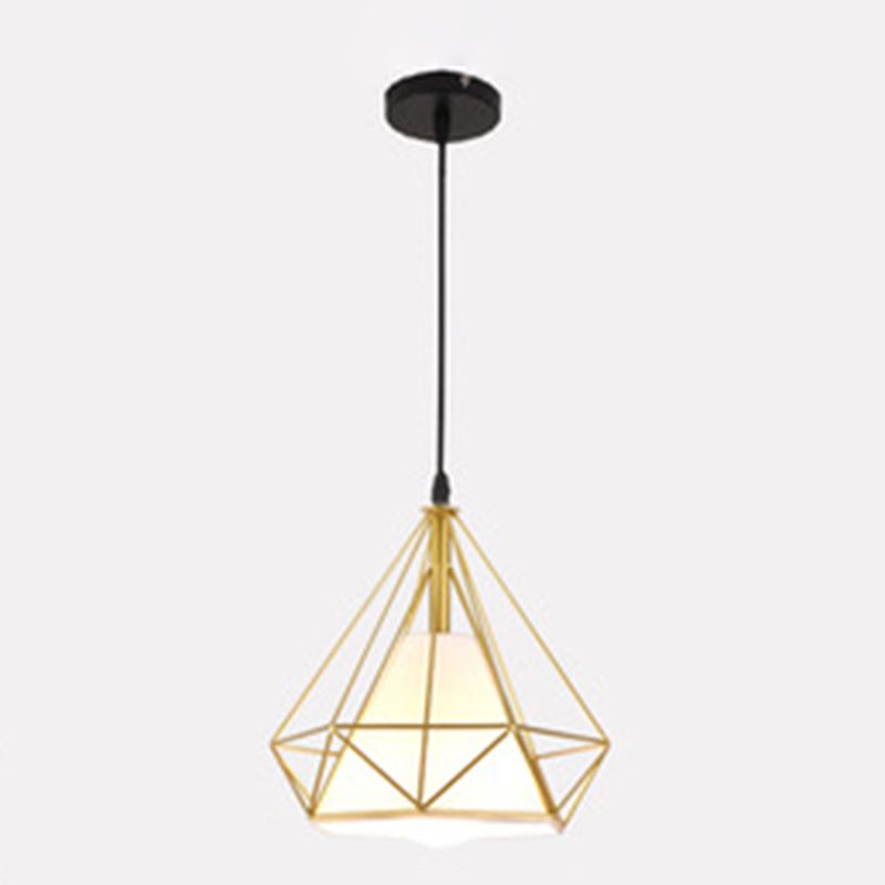 Diamond Metal Hanging Light Fixture Modern Style Down Lighting Pendant for Dinning Room