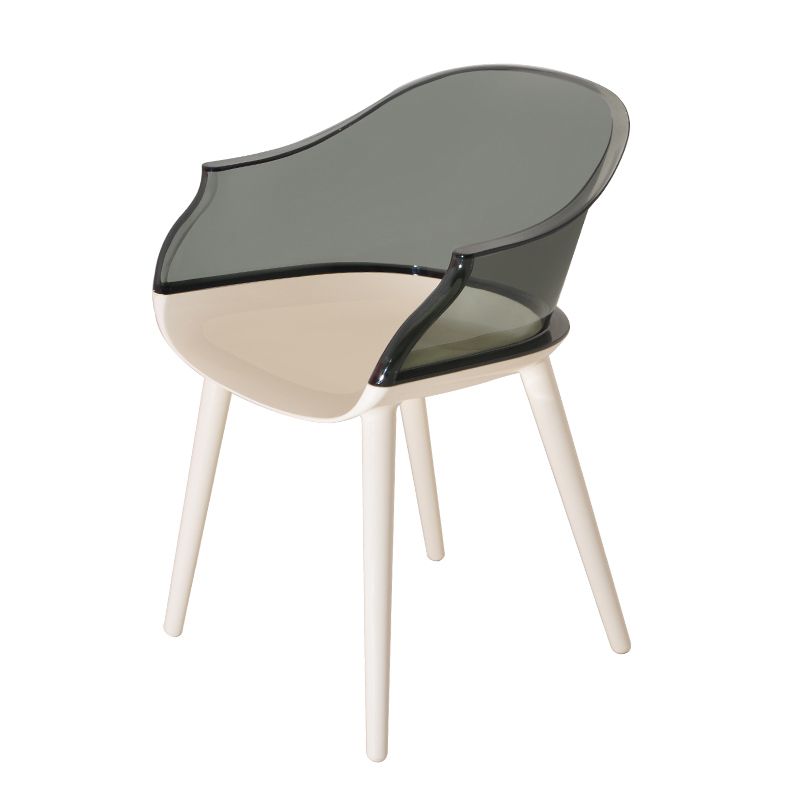 Scandinavian Style Plastic Chair Kitchen Solid Back Single Dining Arm Chair