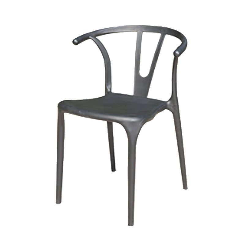 Contemporary Plastic Outdoors Dining Chairs Stacking Patio Dining Armchair