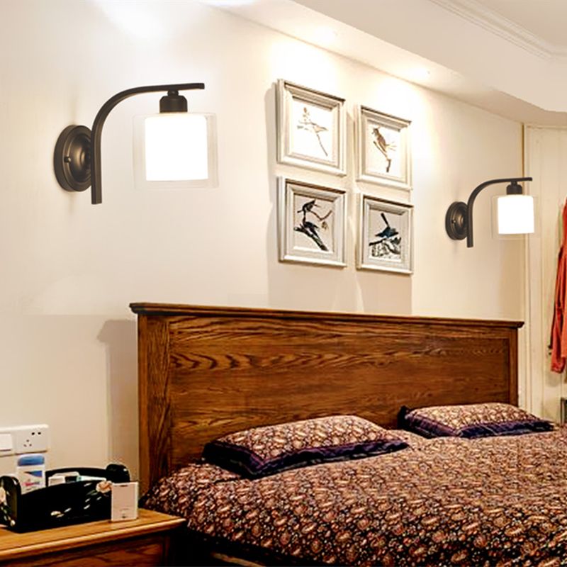 Black Clear Glass Wall Lamp Sconce Industrial Style Sconce Lamp for Living Room