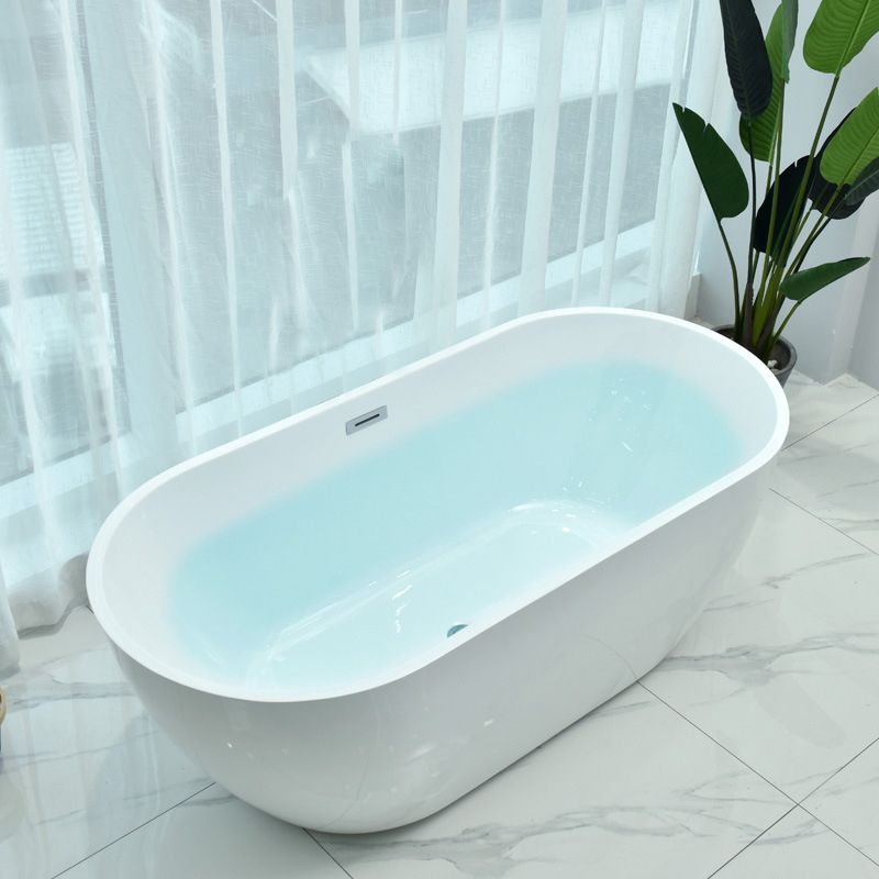 Modern White Oval Bath Tub Drain and Overflow Trim Tub in Bathroom
