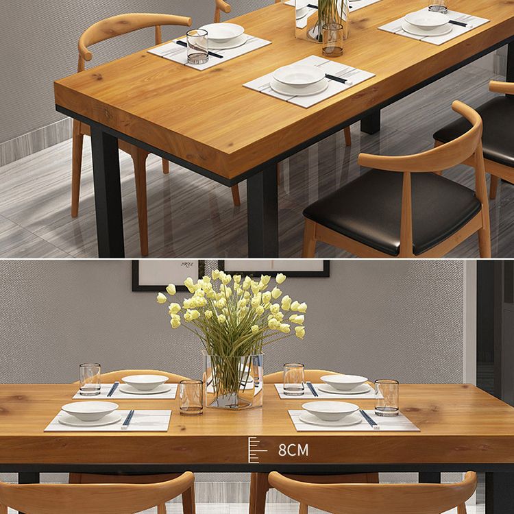 Industrial Style Solid Wood Dining Room Set with Rectangle Shape Dining Table Furniture
