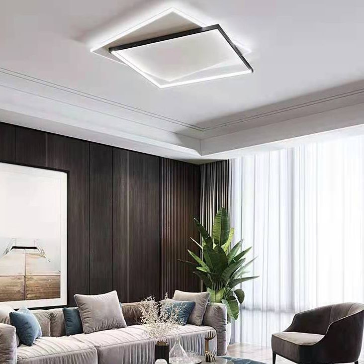Acryl Double Squares Flush Mount Lighting Moderne Schwarz-Weiß LED Deckenbündige Mount Light