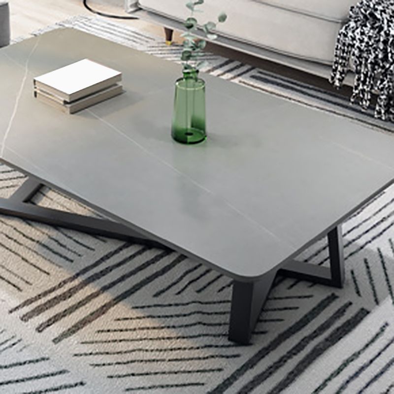 Slate Coffee Table Rectangular Open Shelf Minimalist Coffee Table