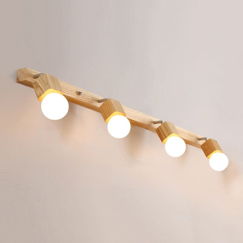 Bare Bulb Vanity Sconce Lights Ultra-modern Wood Wall Sconce Lighting for Bathroom