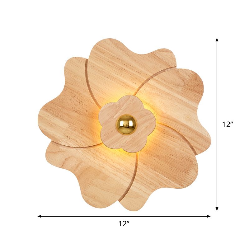 Fleur de lit de chevet clair Appiculture en bois 4 lumières