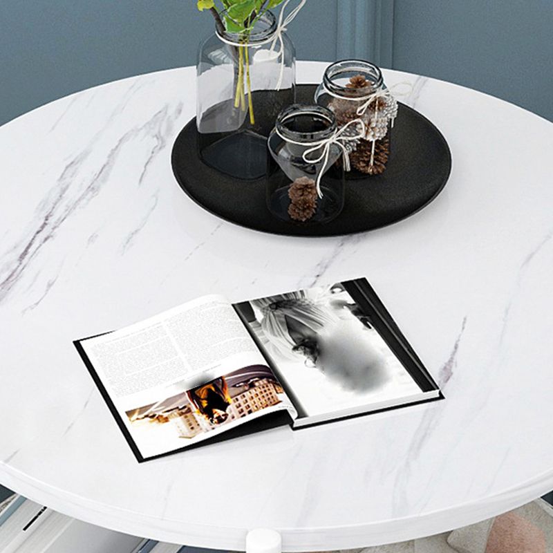 Modern Metal 4 Legs End Table Round Top Side Table with Storage