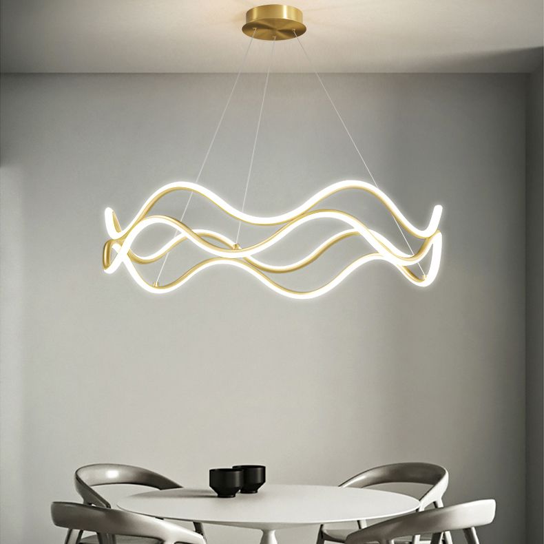 Lustres de lustre simple en or lustre suspendu linéaire pour salon