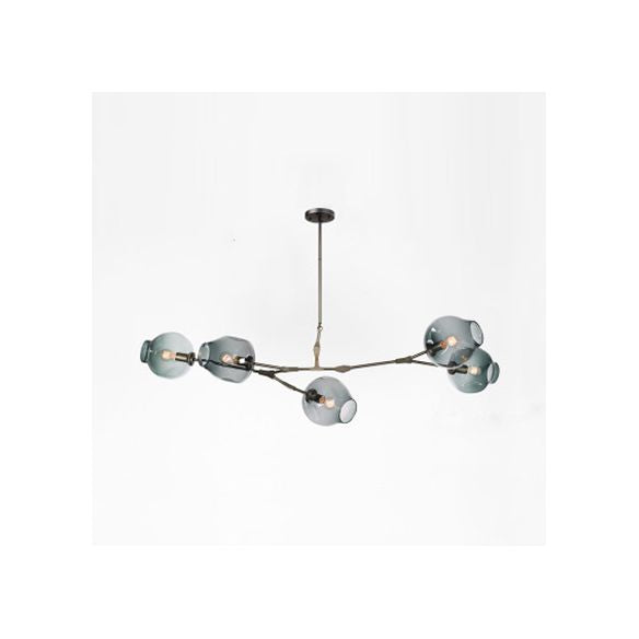 Bubble Chandelier Light Fixture with Ball Shade Modern Style Glass 5/6/7 Lights Black/Gold Finish Ceiling Lighting