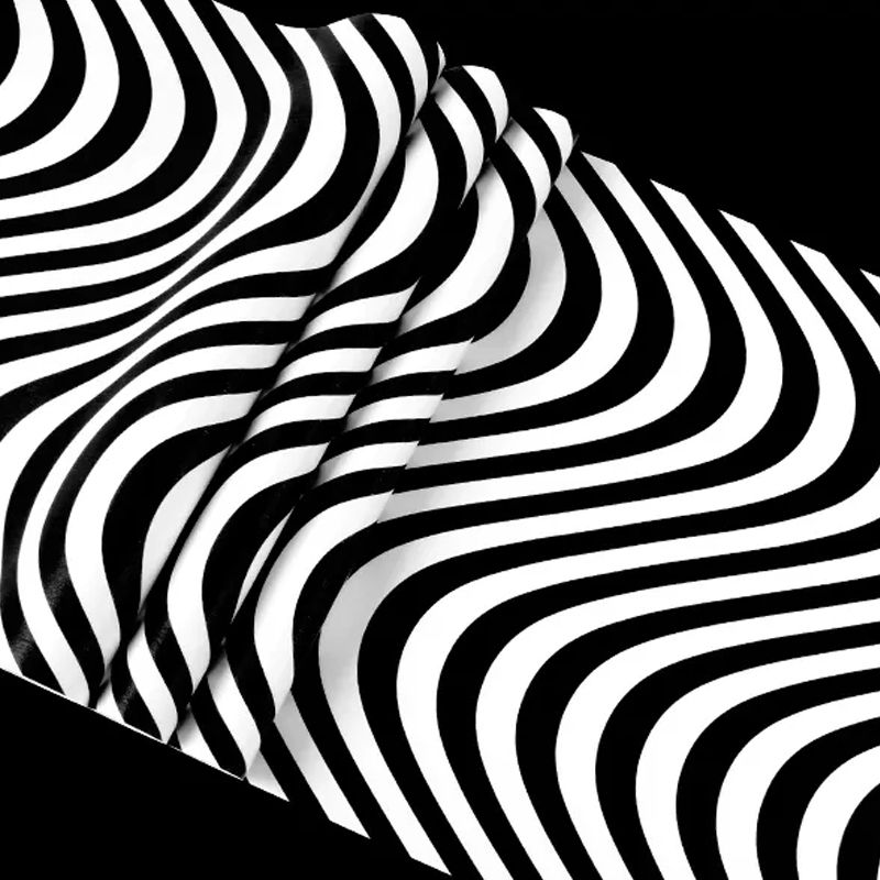 Modern Seamless Waves Wallpaper Black and White Self Adhesive Wall Decor for Home