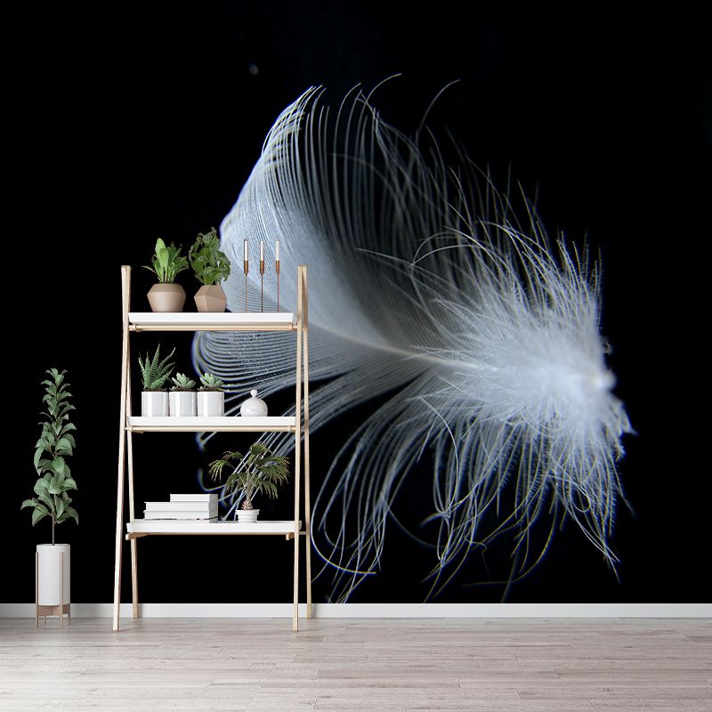Contemporary Mural Wallpaper with Feather Pattern Wall Covering for Living Room
