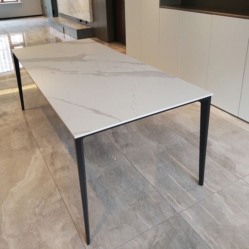 Rectangle Home Dining Table Sintered Stone Metal Frame Table with Four-leg