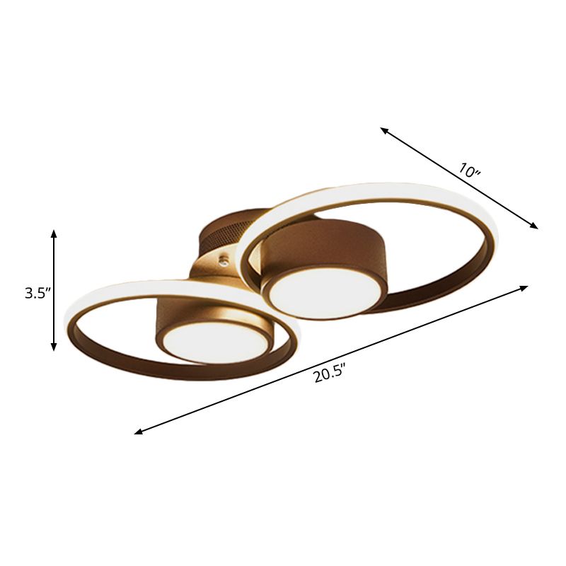 Modernism 2/4/6 Lights LED Ceiling Flush Mount Light with Acrylic Shade Brown Round Ceiling Light Fixture in Warm/White Light