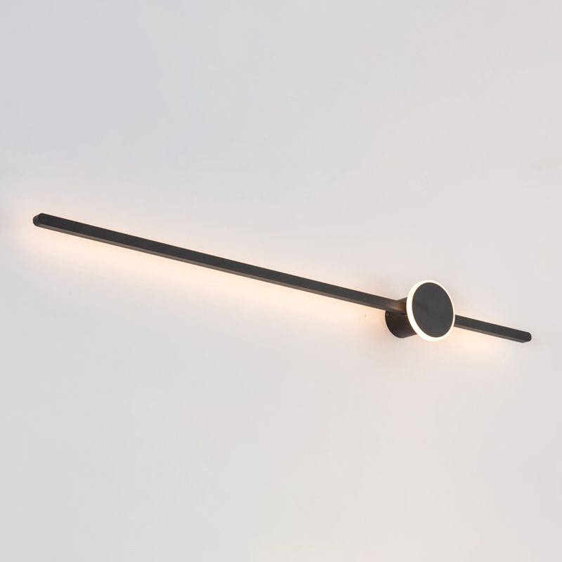 Metal Linear Shape Wall Light Modern Style 2 Lights Wall Mounted Light in Black