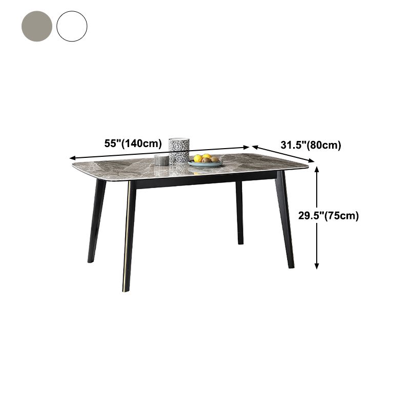 Meubles en pierre de rectangle de table de salle à manger de style industriel avec 4 pieds