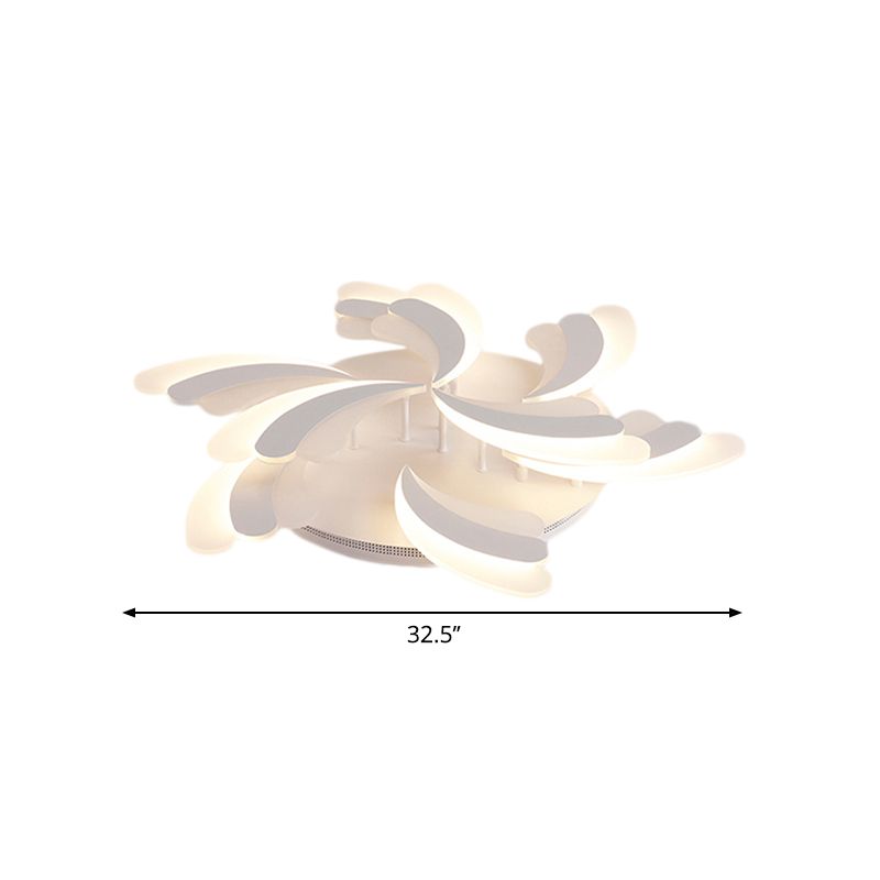 Acrylic Windmill Ceiling Lamp Modern 3/5/9 Lights White Flush Mount Light Fixture in Warm/White/Natural Light