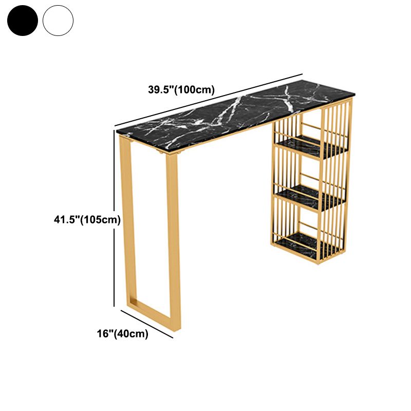 Glam 1/2/3/5 Pieces Bar Table Set Rectangle Stone Bar Table with High Stools