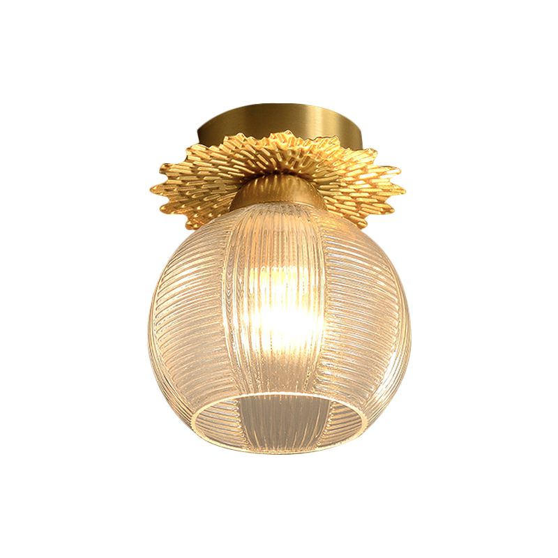 Global Semi Flush Contemporain Clair/Blanc/Bleu Prisme Verre Ampoule Unique Couloir Près du Plafonnier