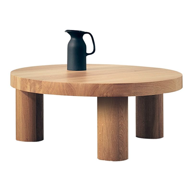 Scandinavian Round Solid Wood Coffee Table Natural 3 Legs Cocktail Table