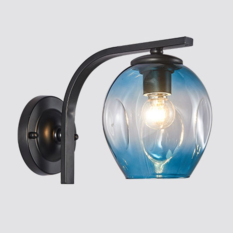 Iron & Glass 1 - Light Wall Sconce in Black / Gold Modernism Wall Lighting Fixture