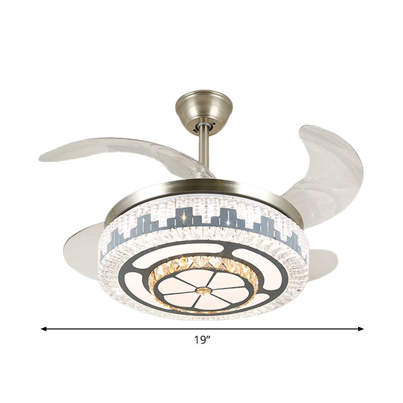 Geschichtete Esszimmer Hängende Lüfterleuchte leichte kristall 19 "breite LED Moderne Semi -Flush Deckenlampe, 4 Klingen