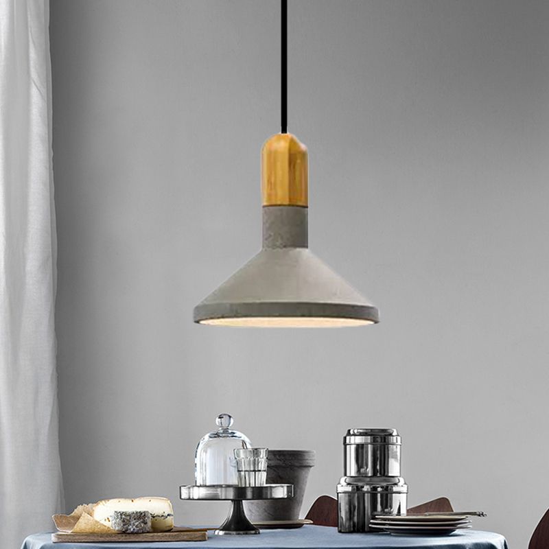 Cement rood/zwart/houten hangende lamp Pot-deksel 1 lichte loftstijl hanglampje plafondlicht boven eettafel