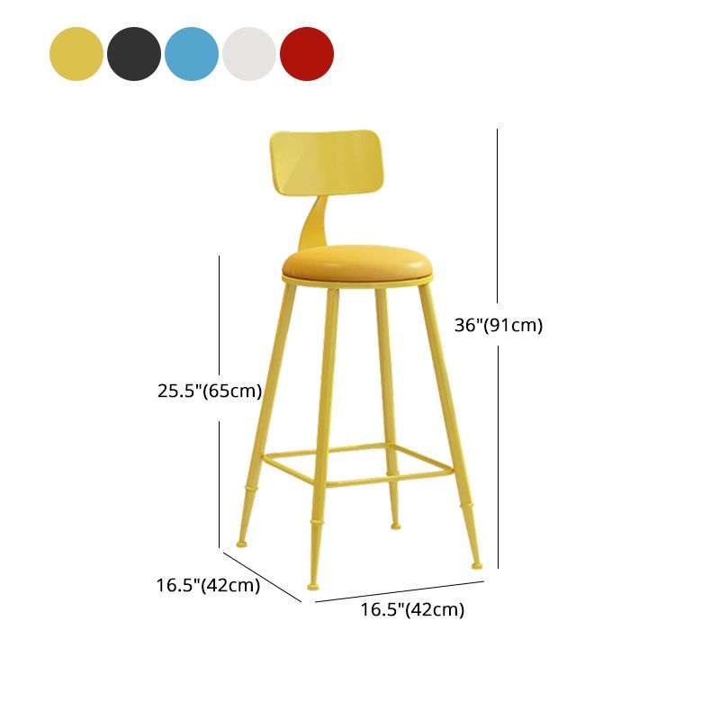 Moderner Barhocker mit Ledersitzen, Metallgestell mit 4 Beinen, bunter Barhocker für das Wohnzimmer